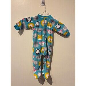 NWT The Children's Place Blue Fleece Safari Animal Sleeper - 6-9M